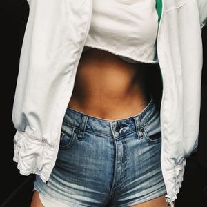 High Waisted Light Blue Jean Shorts